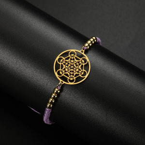 Bracelet Coloré de Femme Cube de Métatron violet