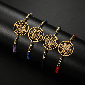 Bracelet Coloré de Femme Cube de Métatron rouge