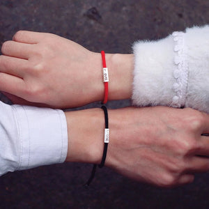 Bracelets Tressés Gourmette pour Couples "Love" rouge et noir