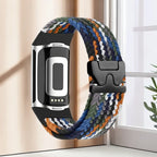 Gevlochten bandje voor Fitbit Charge 5, Charge 6 horloge zwart oranje blauw