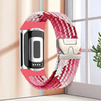 Gevlochten bandje voor Fitbit Charge 5, Charge 6 horloge rood roze