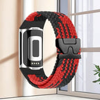 Gevlochten bandje voor Fitbit Charge 5, Charge 6 horloge rood zwart