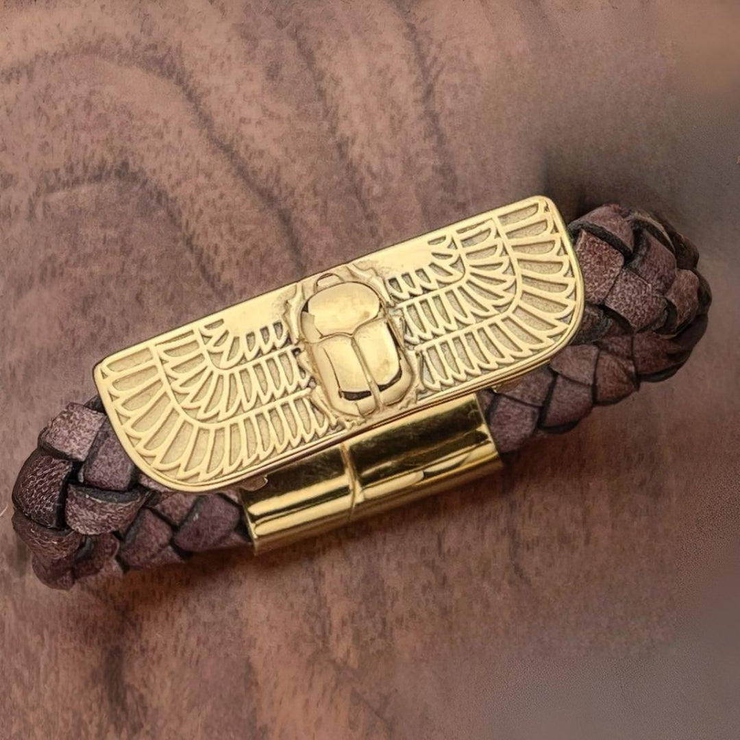 Gevlochten Egyptische Scarabee Armband voor Mannen 