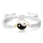 Bracelet Tressé Yin Yang blanc et or