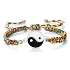 Bracelet Tressé Yin Yang multicolore et argent