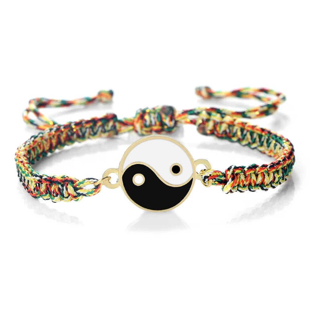 Bracelet Tressé Yin Yang multicolore et or