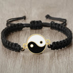 Bracelet Tressé Yin Yang noir et or