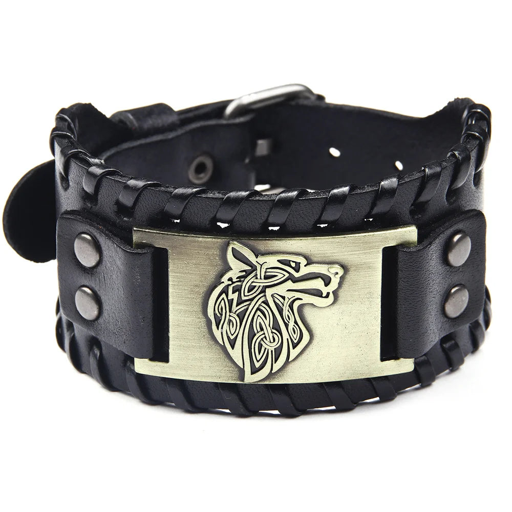 Bracelet Viking Loup Fenrir or