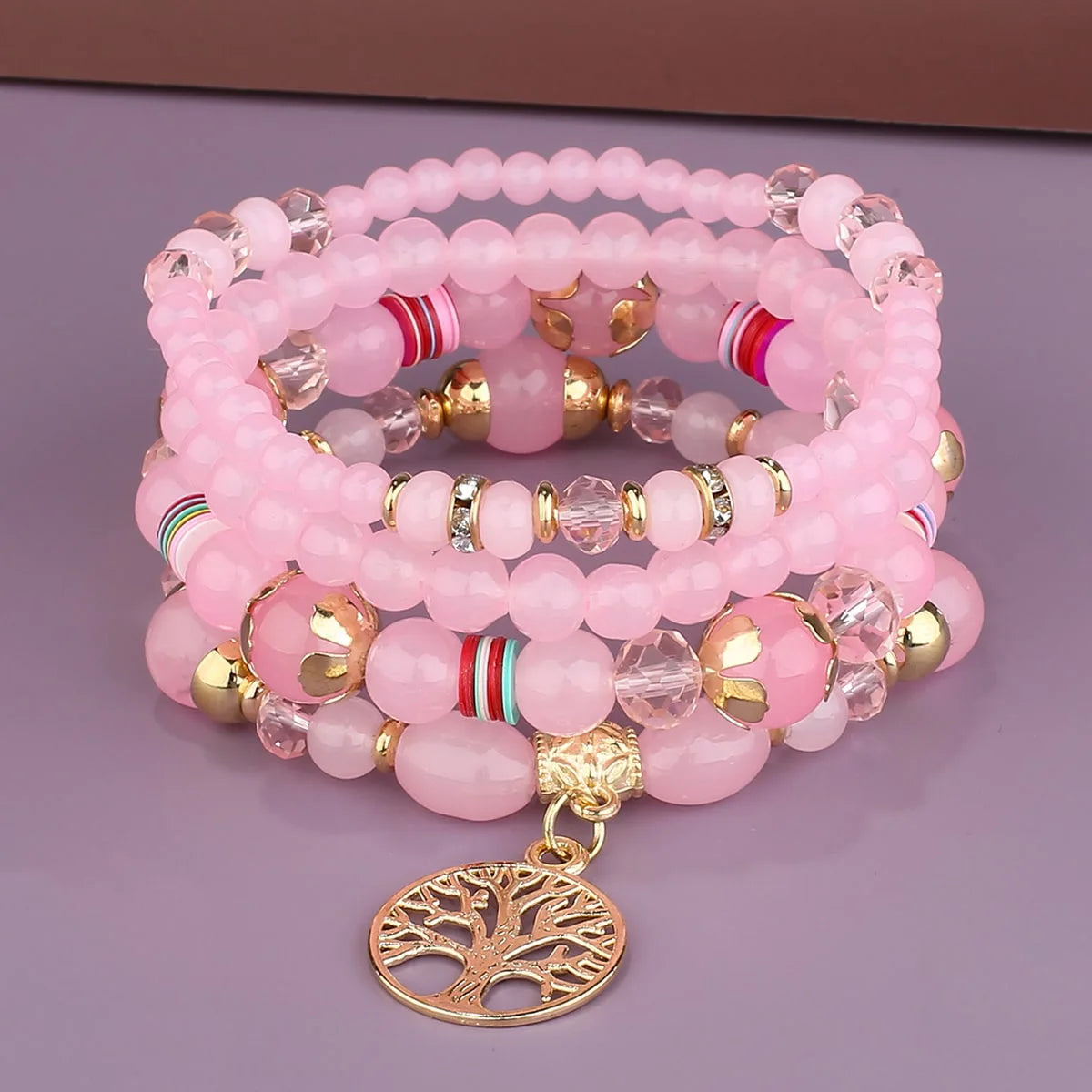 Bracelets avec Arbre de Vie rose