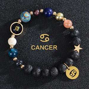 Bracelets Pierre de Lave 12 Constellations Signes Astrologiques du Zodiaque cancer