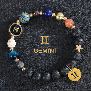 Bracelets Pierre de Lave 12 Constellations Signes Astrologiques du Zodiaque gémeaux