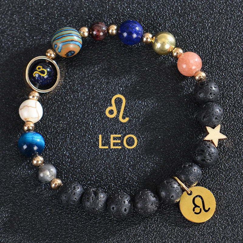 Bracelets Pierre de Lave 12 Constellations Signes Astrologiques du Zodiaque lion