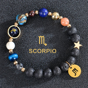 Bracelets Pierre de Lave 12 Constellations Signes Astrologiques du Zodiaque scorpion