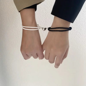 Bracelets pour Couples d'Amis Gourmette Coeur Magnétique