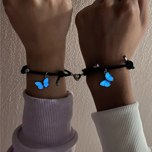 Bracelets pour Couples Gourmette Papillons Lumineux