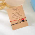 Bracelets pour Couples Gourmette Magnétique Coeur et Electrocardiogramme rouge et noir