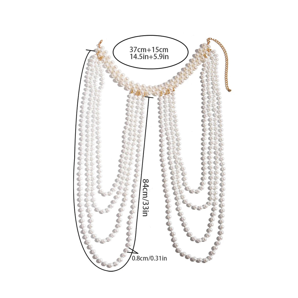 Schouderketting voor dames met parels - Sieraad voor sleutelbeen & schouder