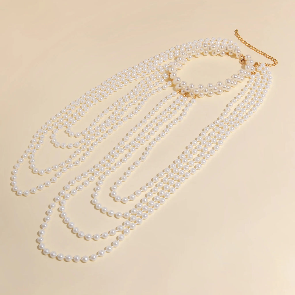 Schouderketting voor dames met parels - Sieraad voor sleutelbeen & schouder