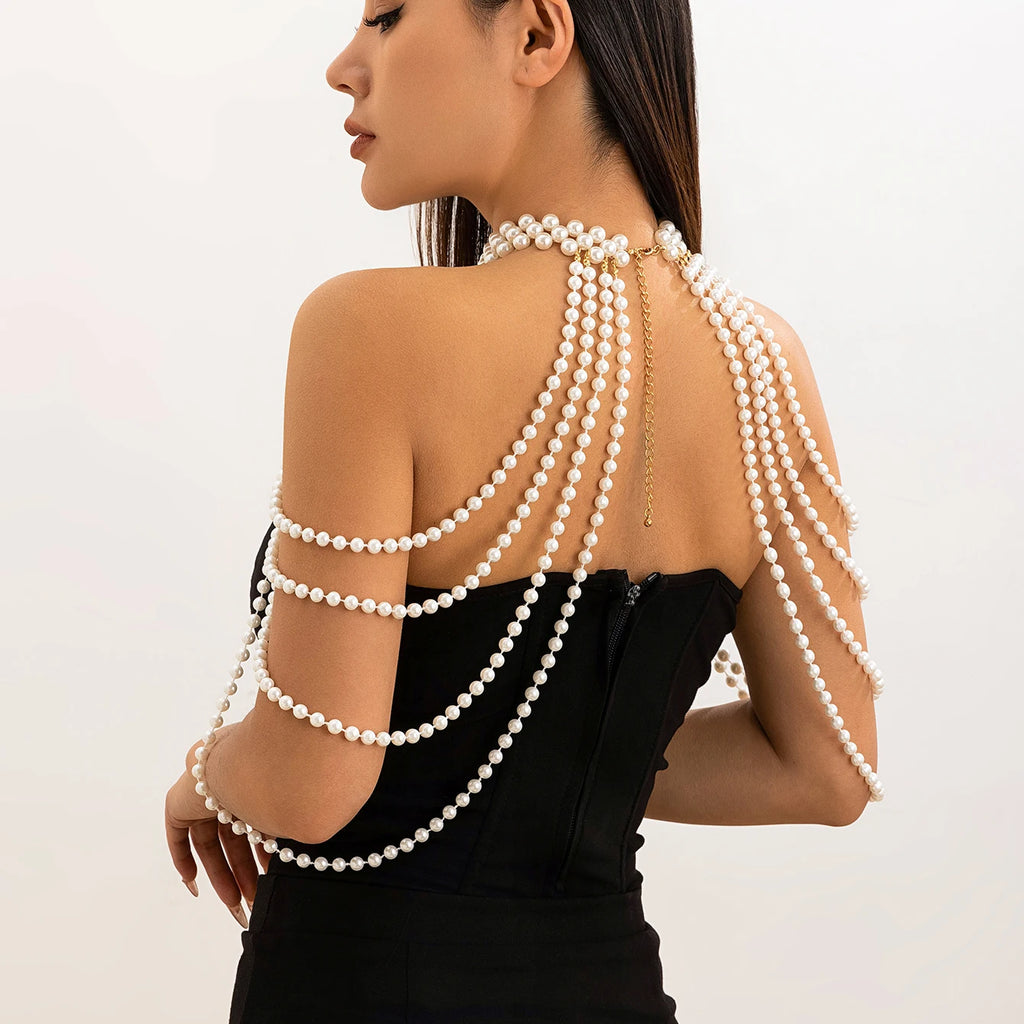 Schouderketting voor dames met parels - Sieraad voor sleutelbeen & schouder