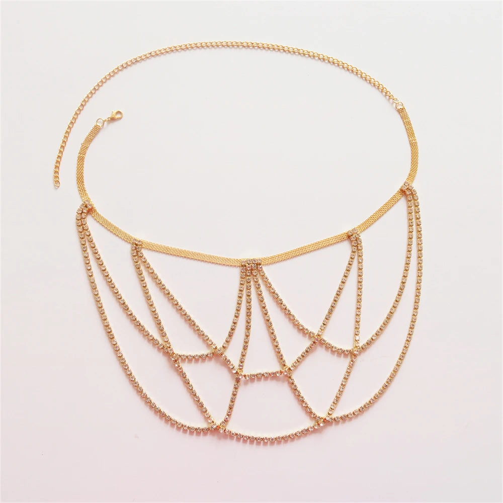 Dijenketting met strass - beenjuweel voor dames goud