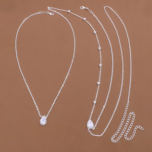 Chaîne de Dos Collier Ornement Dorsal Femme 7 Perles argent