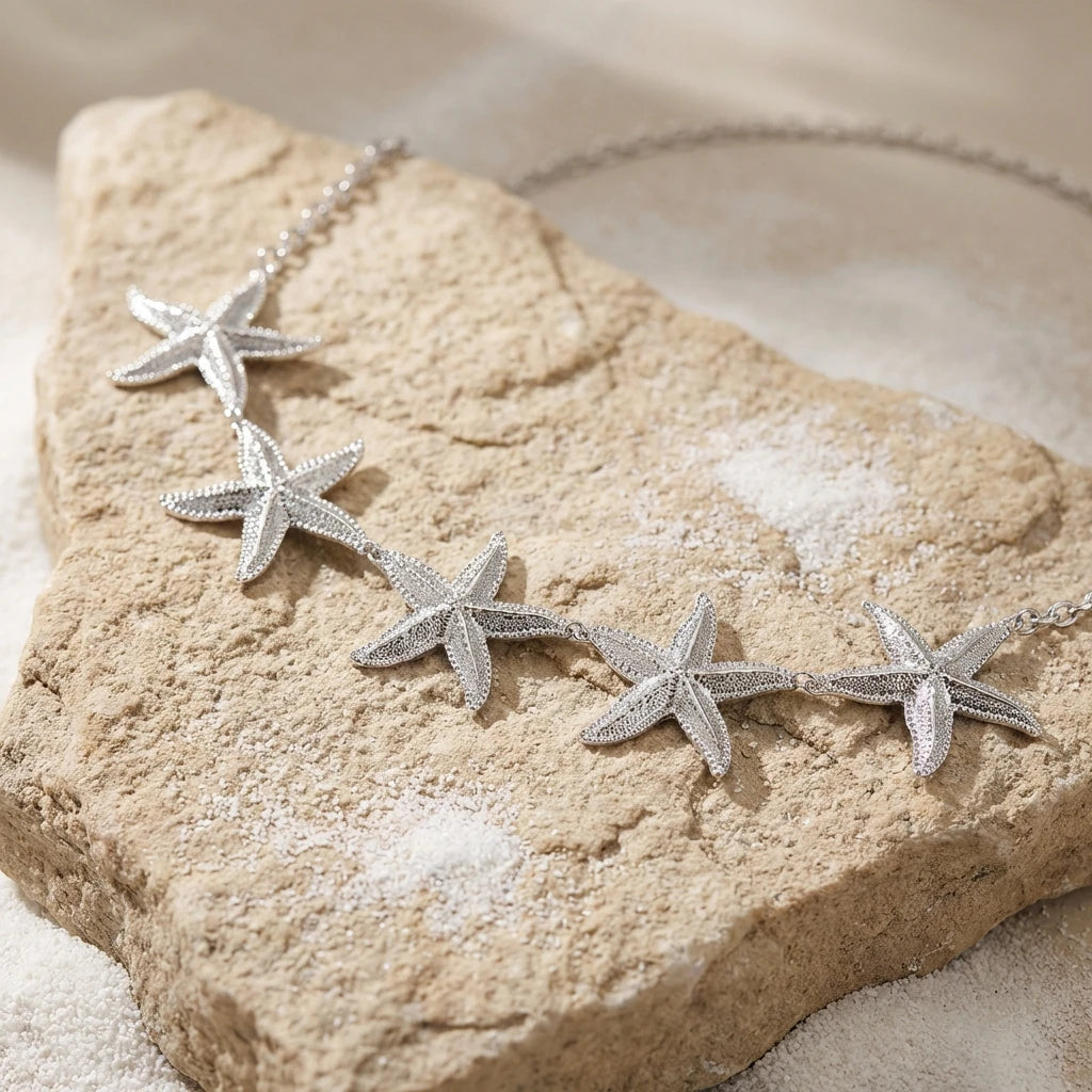 Sterrenzee heupketting - taille- en buikjuweel voor vrouwen zilver