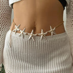 Sterrenzee heupketting - taille- en buikjuweel voor vrouwen wit