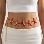 Sterrenzee heupketting - taille- en buikjuweel voor vrouwen rood