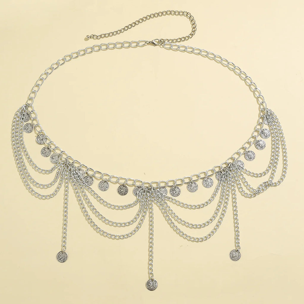 Oosterse heupketting - taille- en buikjuweel voor vrouwen zilver