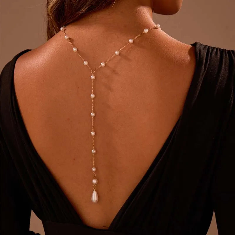 Rugketting voor vrouwen - rugcollier met parels