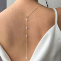 Achterketting voor dames - rugketting met witte parels