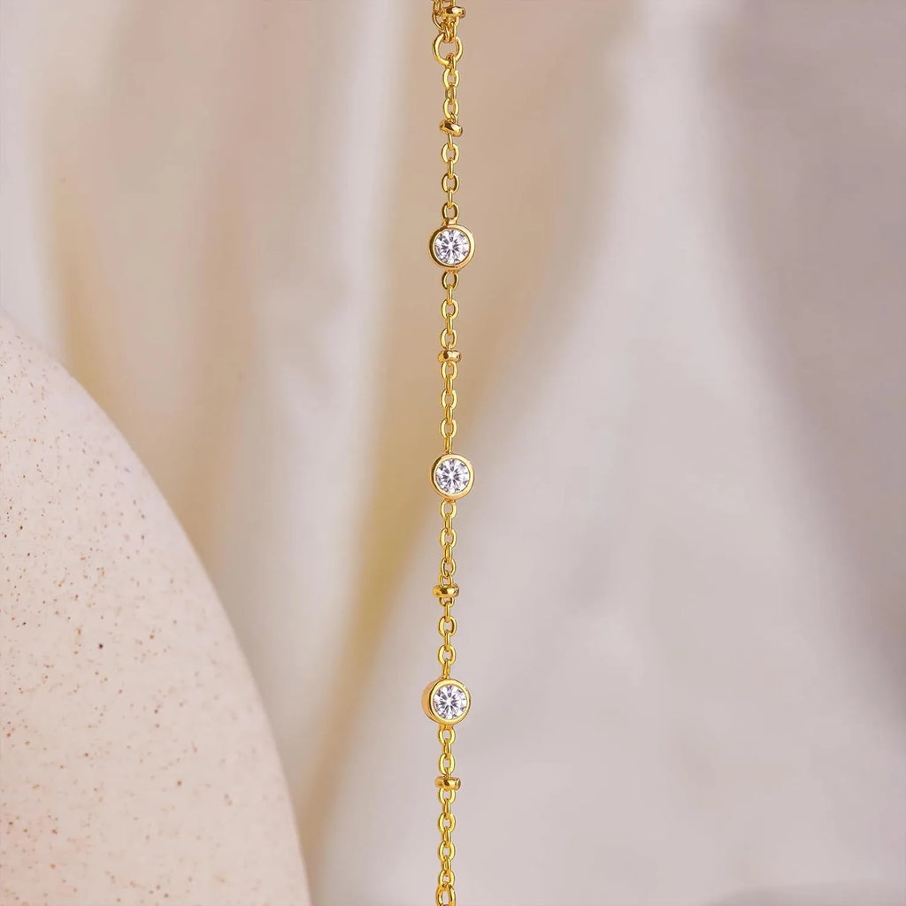 Hand- en vingerketting met zirkonia's - handarmband voor dames goud