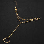 Hart hand- en vingerketting - handarmband voor dames goud