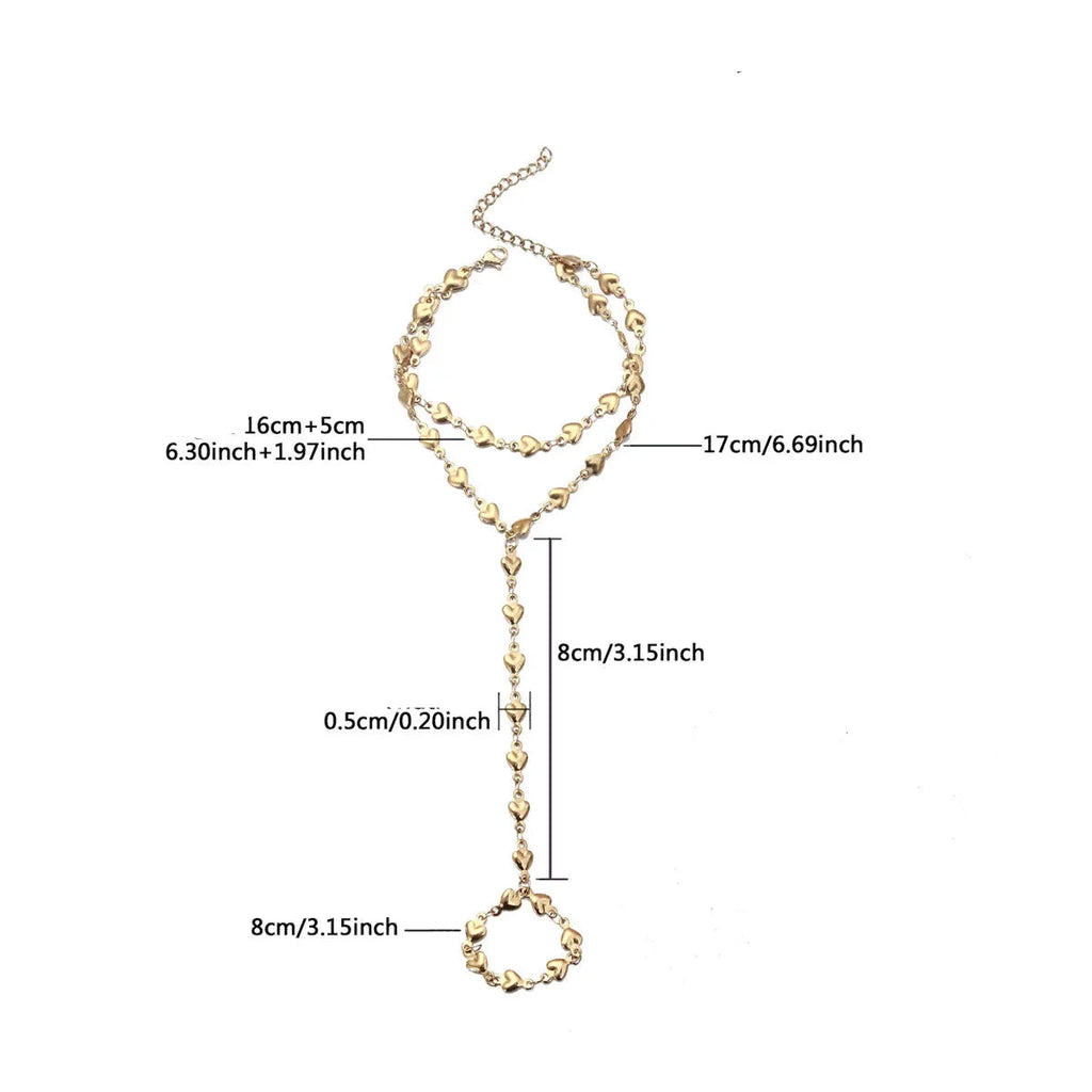 Hart hand- en vingerketting - handarmband voor dames