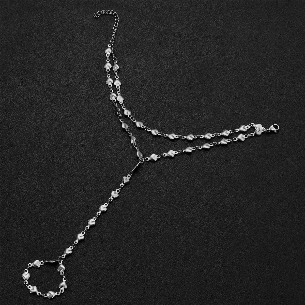 Hart hand- en vingerketting - handarmband voor dames zilver