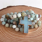 Chapelet Croix Collier Pendentif en Pierres Naturelles vert