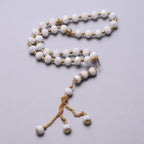 Elegante islamitische gebedsketting - Islamitische Tasbih 33 kralen wit en goud