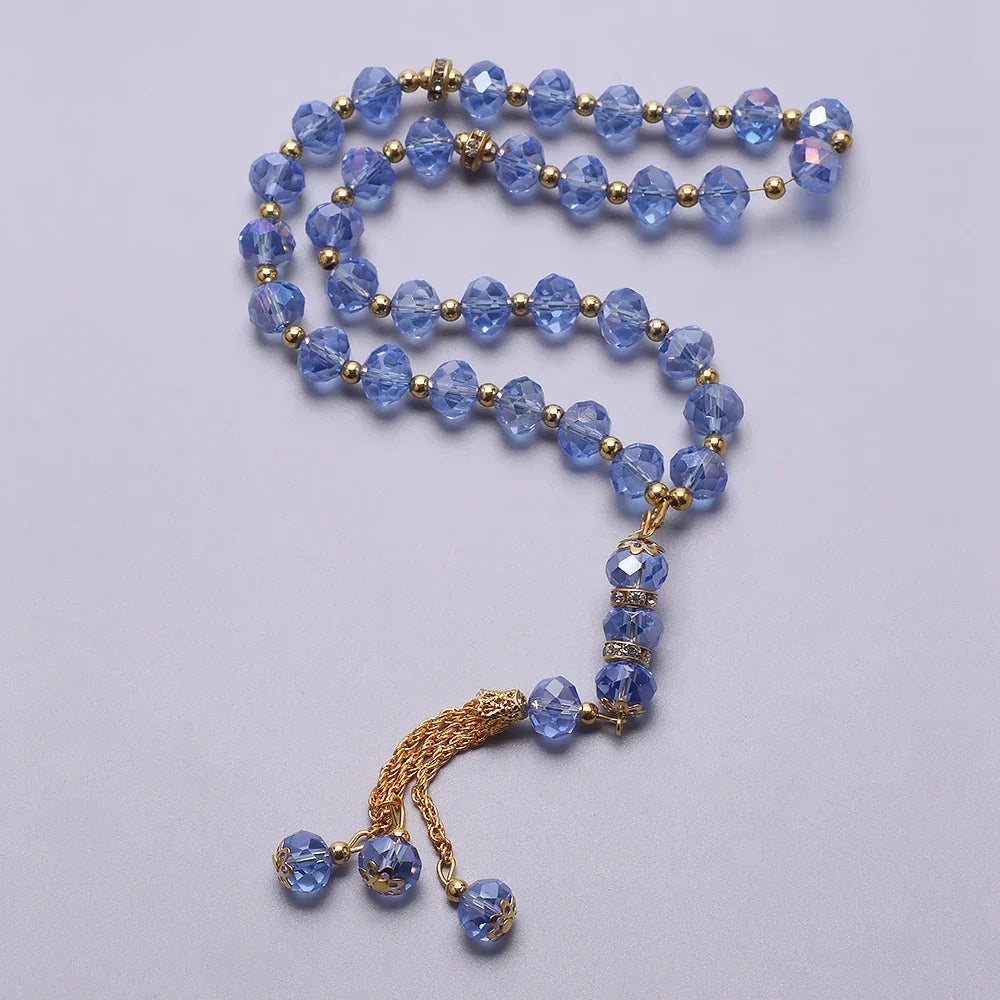 Elegante islamitische gebedsketting - Islamitische Tasbih 33 kralen blauw en goud