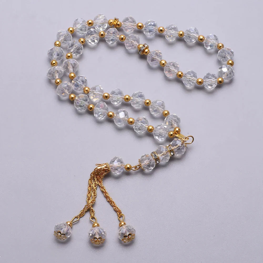 Elegante islamitische gebedsketting - Islamitische Tasbih 33 kralen kristal en goud
