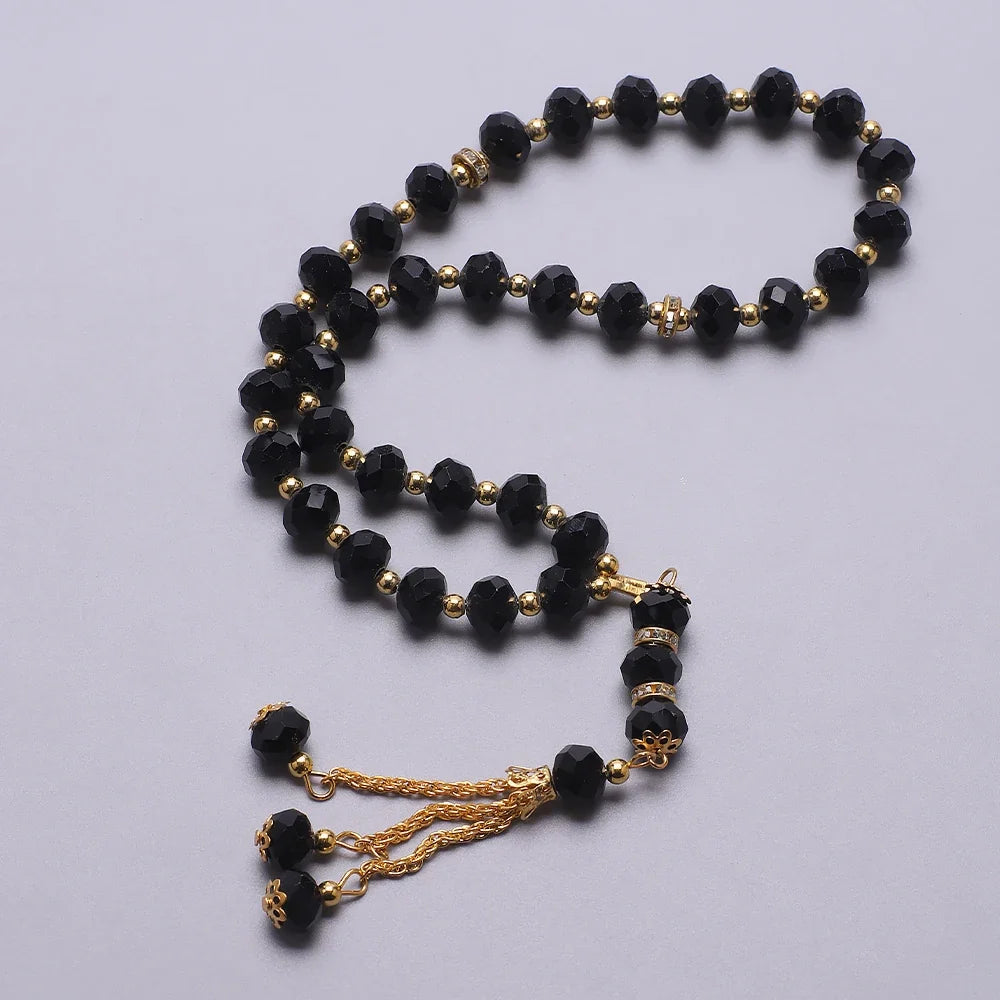 Elegante islamitische gebedsketting - Islamitische Tasbih 33 kralen zwart en goud