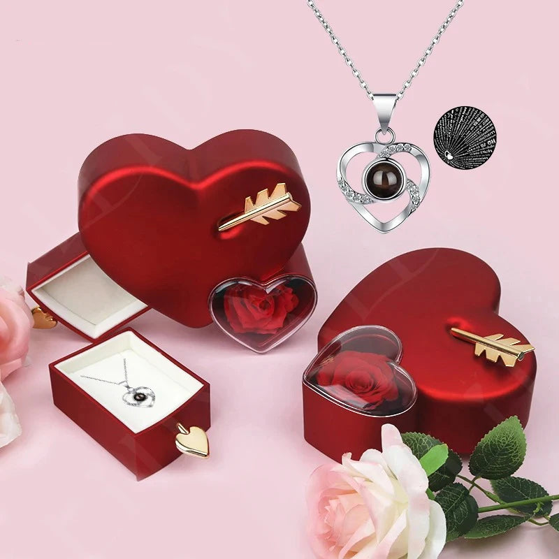 Eternelle Liefde Geschenkdoos met Roos en Ketting 