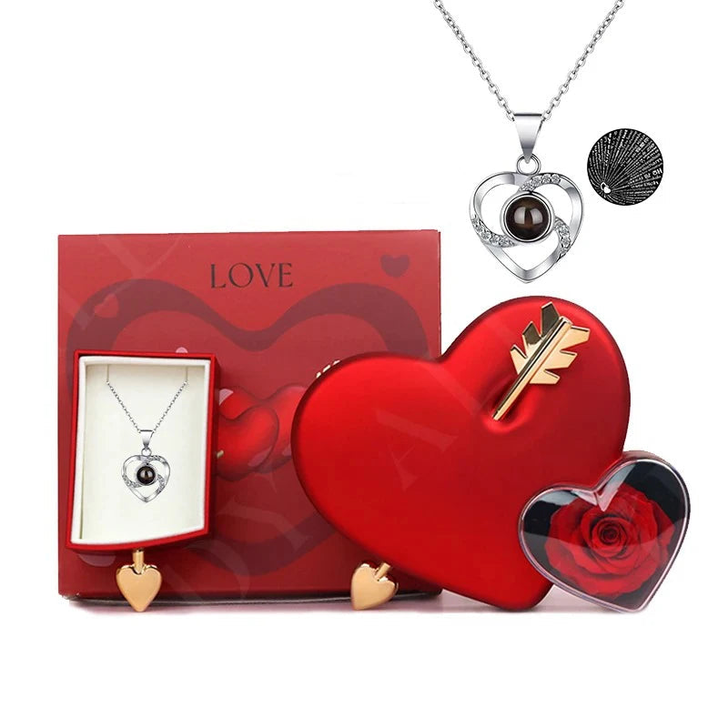 Eternelle Liefde Geschenkdoos met Roos en Ketting 