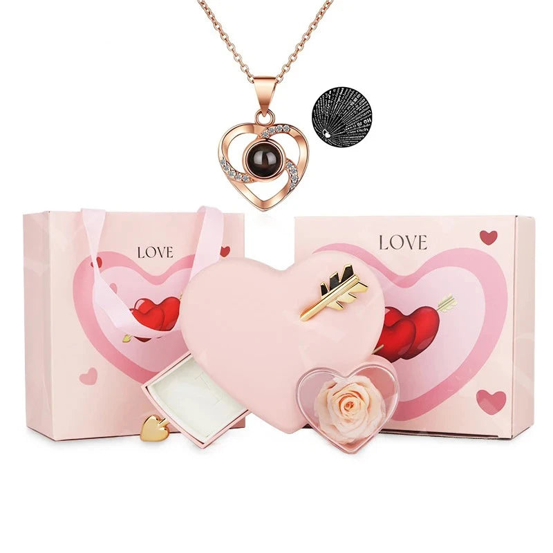 Eternelle Liefde Geschenkdoos met Roos en Ketting 