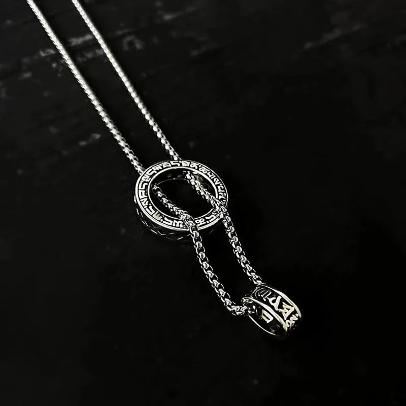 Collier anti-stress avec pendentif rotatif mantra bouddhiste