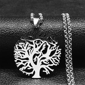 Collier Arbre de Vie Pendentif Acier Trempé