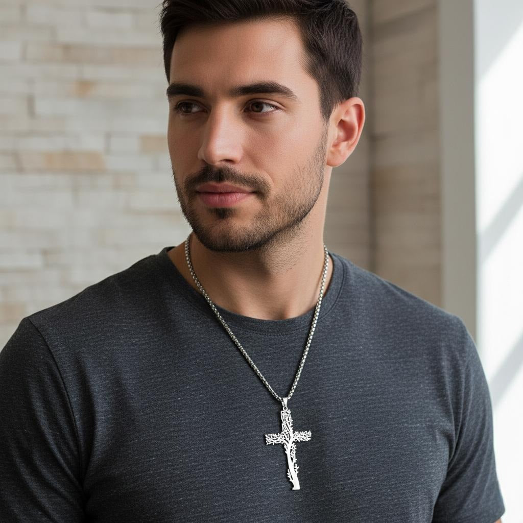 Levensboom Ketting Kruis Hanger 