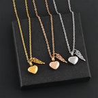 Urnenketting met hanger van engelenvleugels en hart zilver