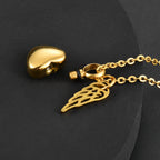 Urnenketting met hanger van engelenvleugels en hart