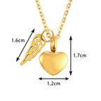 Urnenketting met hanger van engelenvleugels en hart