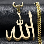 Ketting met Arabische Allah-hanger islam moslim goud 60 cm